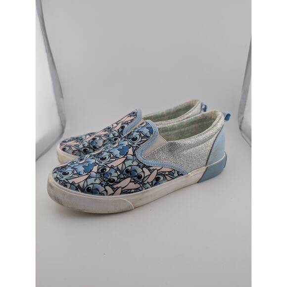 Stitch Girls Size 5 Slip On Canvas Sneakers Lilo And Blue White Shoes Ground Up - Picture 4 of 8